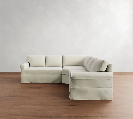 York Roll Arm Slipcovered 3-Piece L-Shaped Wedge Sectional (103") by Pottery Barn