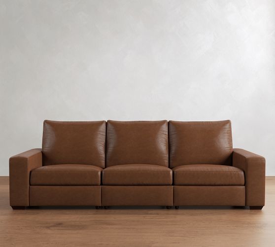 Big Sur Square Arm Leather Power Reclining Sofa (82"-114") by Pottery Barn