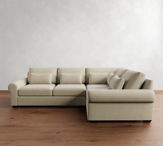 Big Sur Roll Arm Deep Seat 3-Piece Sectional (121") by Pottery Barn