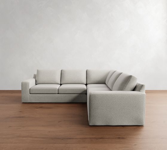 Big Sur Square Arm Slipcovered 3-Piece L-Shaped Sectional (114") by Pottery Barn