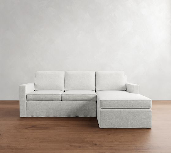 Cameron Square Arm Slipcovered Chaise Sectional (99") by Pottery Barn