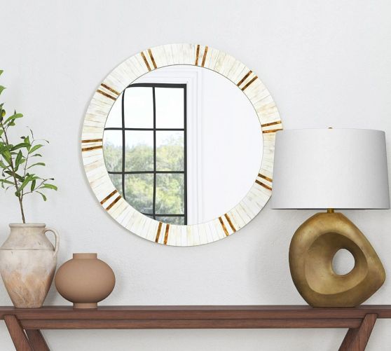 Coco Round Bone Mirror - 30" by Pottery Barn