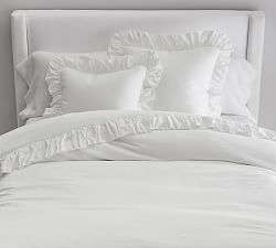 Open Box: Belgian Flax Linen Fringe Ruffle Duvet Cover, King/Cal. King - White