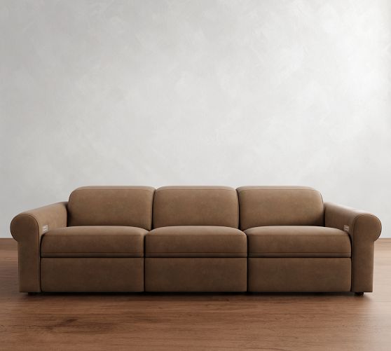 Ultra Lounge Roll Arm Leather Modular Sofa (110") by Pottery Barn