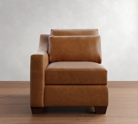 Build Your Own York Slope Arm Deep Seat Leather Sectional by Pottery Barn