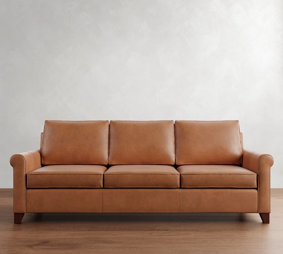 Cameron Roll Arm Leather Sofa (66"-100") by Pottery Barn