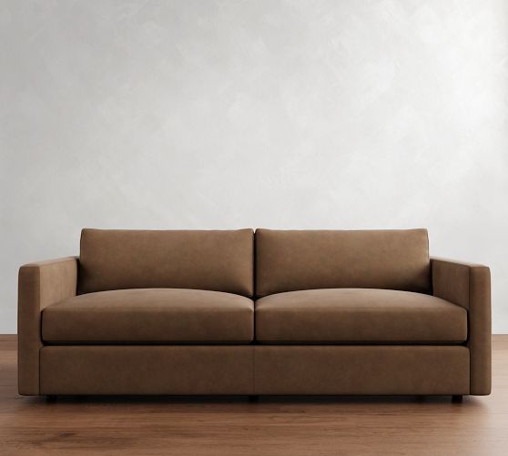 Carmel Slim Arm Leather Sofa (56"-116") by Pottery Barn