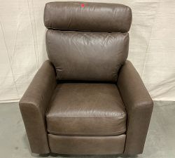 Open Box: Parker Square Arm Leather Power Swivel Glider Recliner with Heat and Massage, Down Blend Wrapped Cushions - Gravel Chocolate