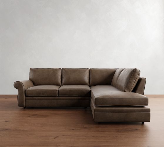 Pearce Roll Arm Leather Return Bumper Sectional (117") by Pottery Barn