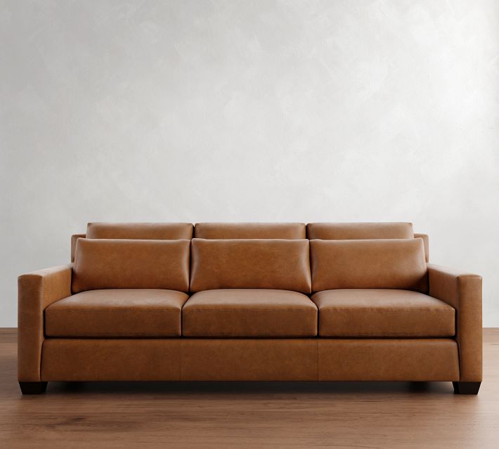 York Square Arm Leather Sofa (60