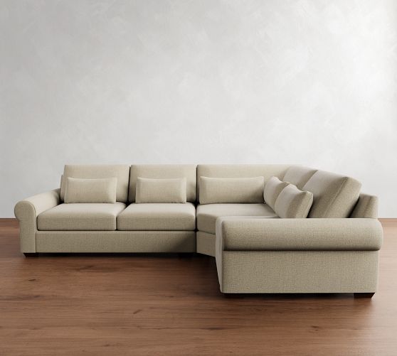 Big Sur Roll Arm Deep Seat 3-Piece Wedge Sectional (129") by Pottery Barn