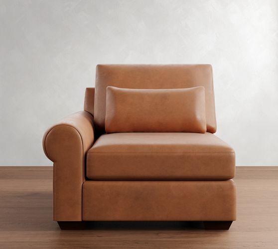 Build Your Own Big Sur Roll Arm Deep Seat Leather Sectional by Pottery Barn