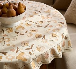 Fall Suzani Embroidered Cotton Table Throw
