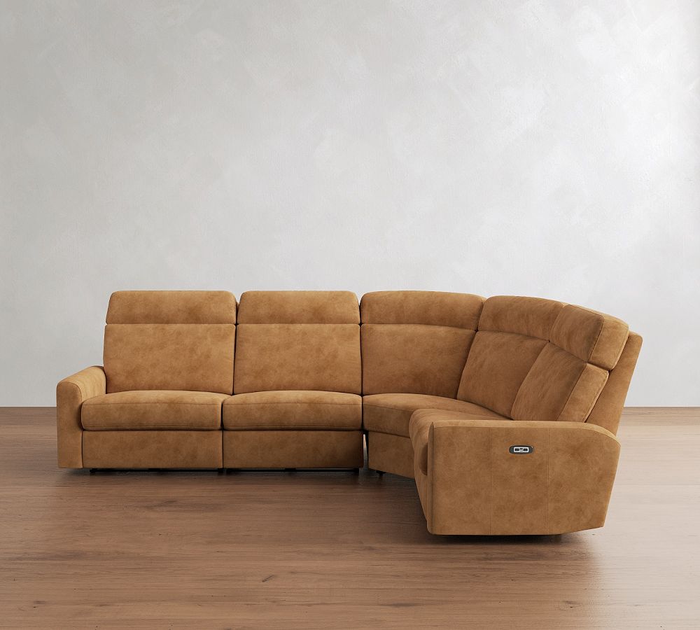 Parker Leather Reversible Power Reclining Wedge Sectional (114") by Pottery Barn