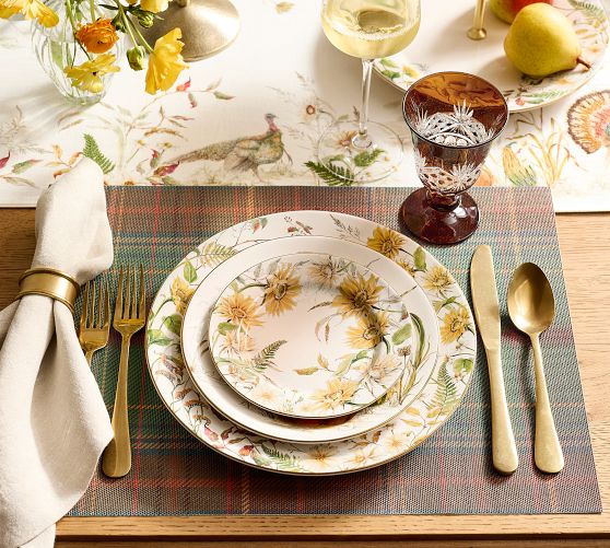 Bedford Harvest Stoneware Round Appetizer Plates - Set of 4 by Pottery Barn