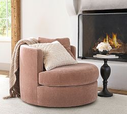 Open Box: Balboa Swivel Armchair (40") - Rustic Chenille Rosewood