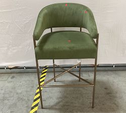 Open Box: Baldwin Upholstered Metal Bar Stool (30.5") - Brass, Performance Everyday Velvet Fern