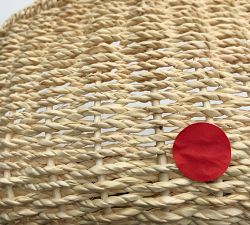 Open Box: Bermuda Rattan Round Flush Mount, Small (12") - Natural, Vintage Brass
