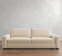 Open Box: Big Sur Square Arm Upholstered Grand Sofa (105"W x 41"D ), 2X2 - Performance Boucle Oatmeal, Espresso Finish