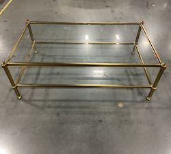 Open Box: Everson Rectangular Glass Coffee Table (52") - Antique Brass