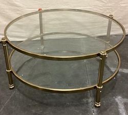 Open Box: Everson Round Glass Coffee Table (41") - Brass