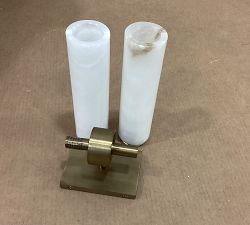 Open Box: Frances Alabaster Double Tube Sconce (22") - Tumbled Brass