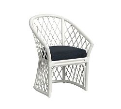 Open Box: Hazlett Rattan Dining Chair - White Frame with Blue Cushion
