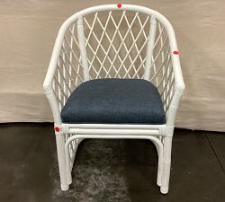 Open Box: Hazlett Rattan Dining Chair - White Frame with Blue Cushion