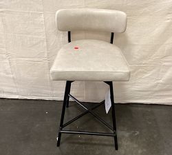 Open Box: Maison Leather Low Back Swivel Counter Stool (24") - Statesville Pebble, Bronze