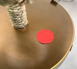 Open Box: Raya Woven Round Flush Mount (21") - Natural, Vintage Brass Finish