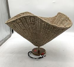 Open Box: Raya Woven Round Flush Mount (21") - Natural, Vintage Brass Finish