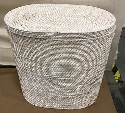 Open Box: Tava Handwoven Rattan Divided Hamper - White