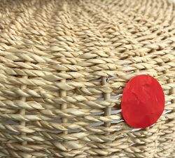 Open Box: Bermuda Rattan Round Flush Mount, Small (12") - Natural, Vintage Brass