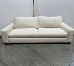 Open Box: Big Sur Square Arm Upholstered Grand Sofa (105"W x 41"D ), 2X2 - Performance Boucle Oatmeal, Espresso Finish