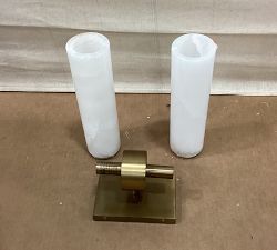 Open Box: Frances Alabaster Double Tube Sconce (22") - Tumbled Brass