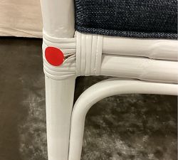 Open Box: Hazlett Rattan Dining Chair - White Frame with Blue Cushion