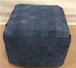 Open Box: Suede Basketweave Pouf (18"W x 18"D x 14"H) - Navy