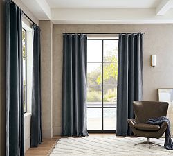 Custom Velvet Twill Blackout Curtain - Steel Blue