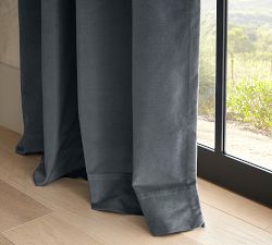 Custom Velvet Twill Blackout Curtain - Steel Blue