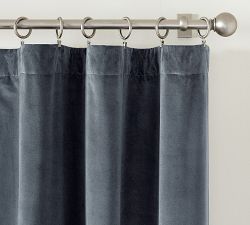Custom Velvet Twill Blackout Curtain - Steel Blue