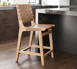 Fenton Woven Leather Stool | Pottery Barn