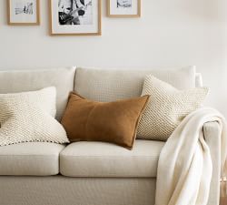 Pieced Suede Lumbar Pillow Cover