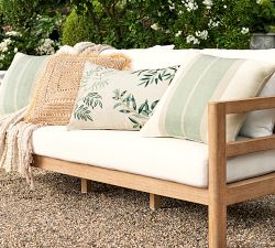 Fern Botanical Embroidered Outdoor Lumbar Pillow
