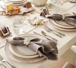 Maple &amp; Oak Leaf Stoneware Napkin Rings - Set of 4