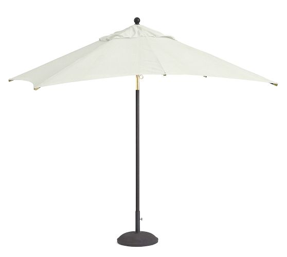 is pottery barn patio umbrella easy to open 10ft 3-Tier Market White Pole, Push Button Tilt, Crank Best Choice Products Construction Pole is made of aluminum with a Silver 10' Rectangular Outdoor Umbrella Canopy,