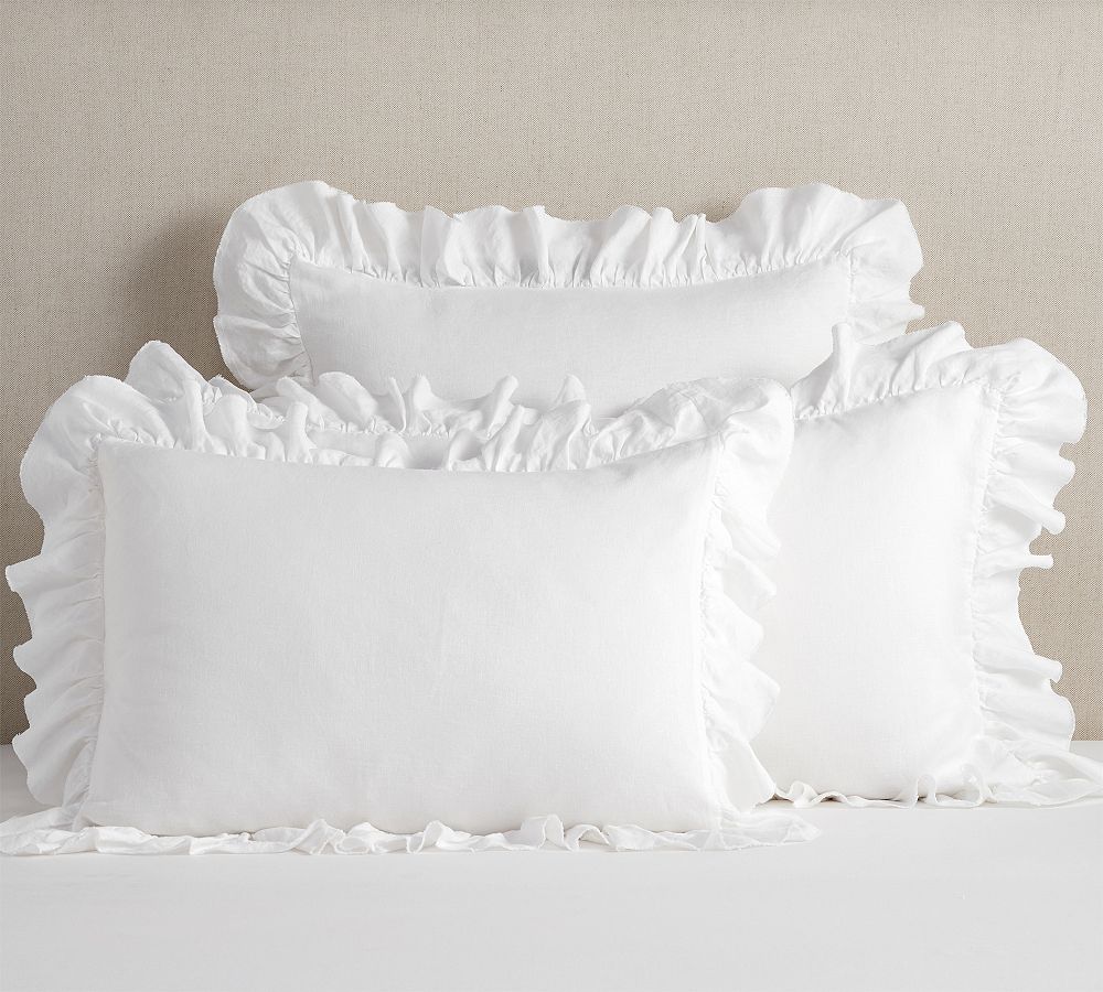 Belgian Flax Linen Fringe Ruffle Sham by Pottery Barn