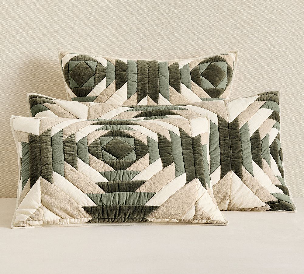 Aubrey Velvet Patchwork Quilted Shams by Pottery Barn