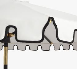 Scalloped Round Metal Umbrella with Brass Accents (9')