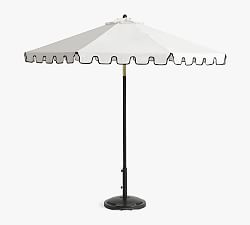 Scalloped Round Metal Umbrella with Brass Accents (9')