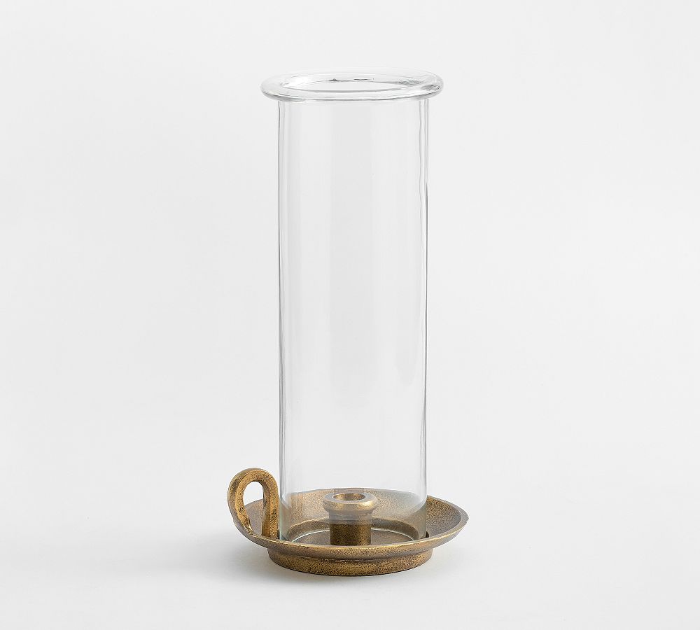 Chamberstick Hurricane Candle Holder - Brass, Taper Holder